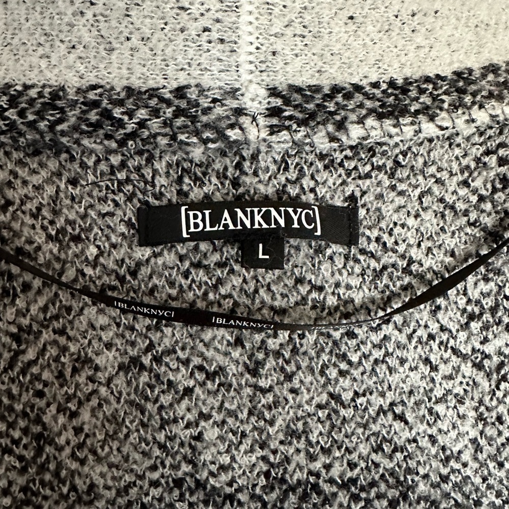 BLANKNYC Long Cardigan Duster Button-Up Buffalo Check Black & White Large - Picture 10 of 15